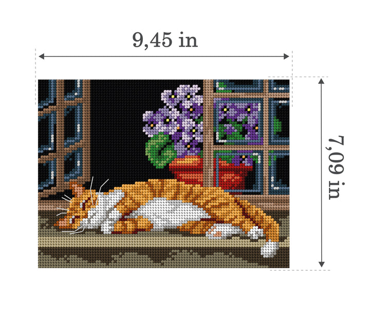 A Cat on the Window Sill Gobelin Canvas for Half Stitch by Orchidea 3624F