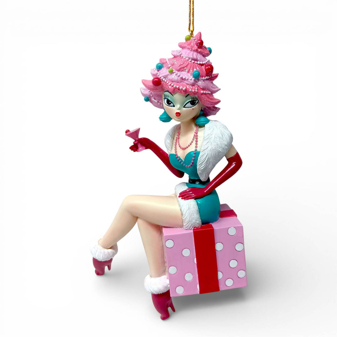 Martini Lady on Present Ornament by Miss Fluff