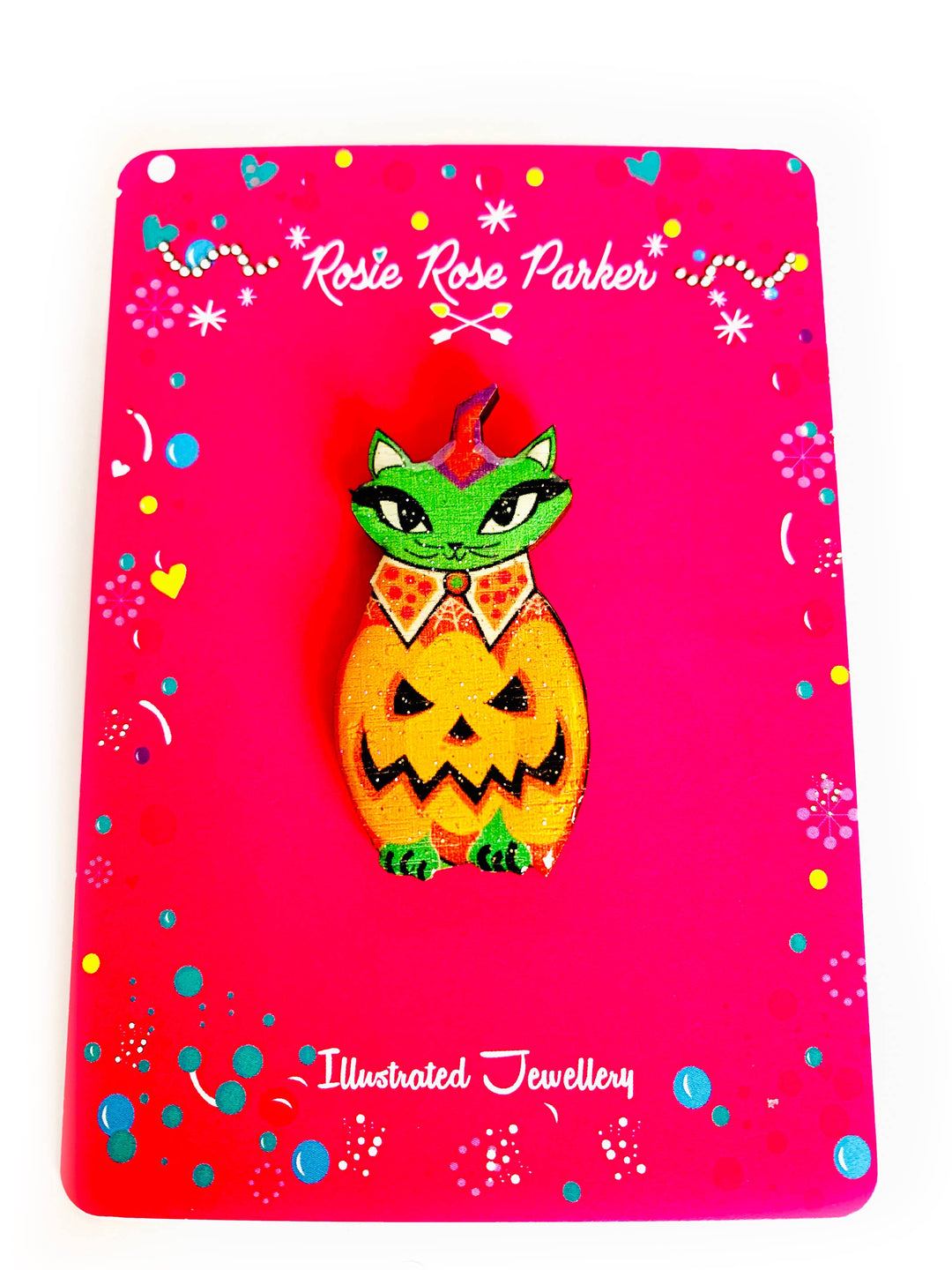 Cat in a Pumpkin Costume Pin by Rosie Rose Parker