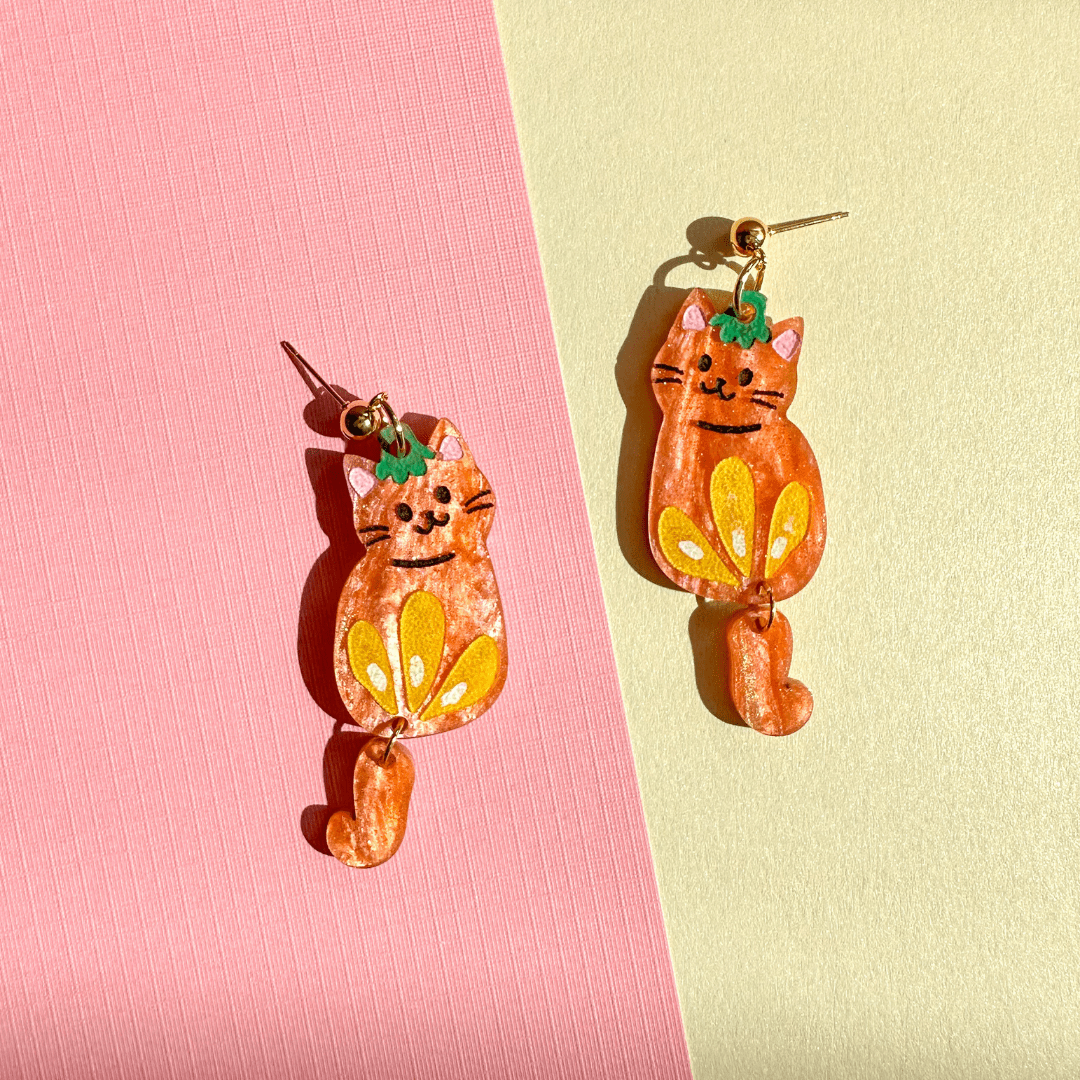 Orange Cat Dangles