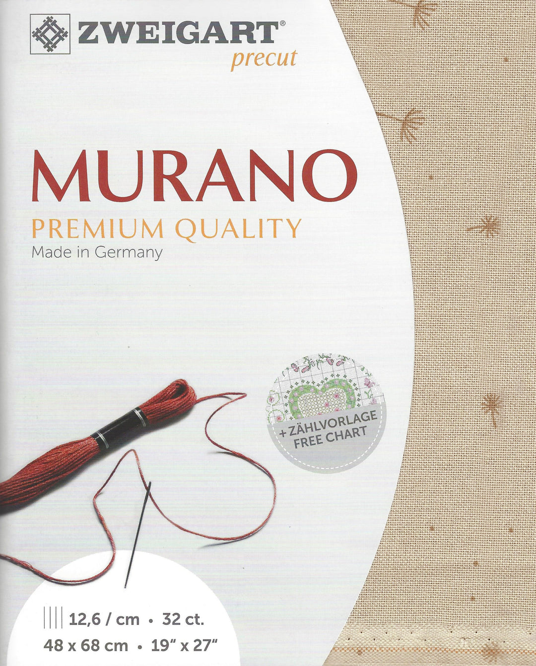 32-Count Brown/Sand Precut Murano Cross Stitch Fabric by Zweigart 3984/2429