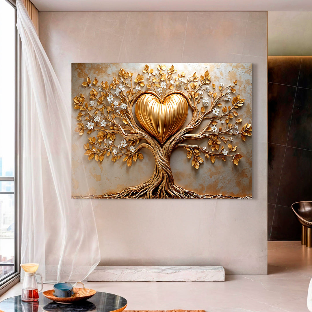 Golden Tree Heart Wall Art