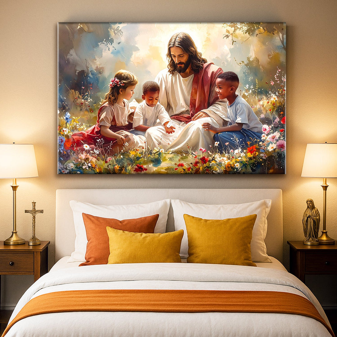 Jesus With Children Faith Wall Art VII