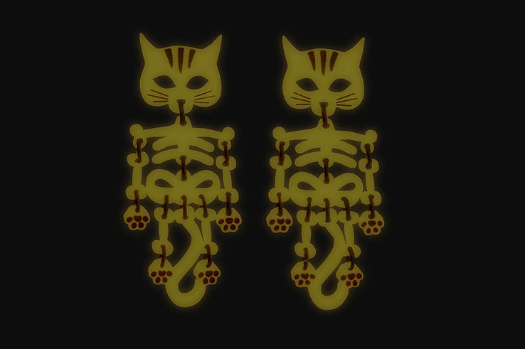 Skeleton Cat Earrings by LaliBlue