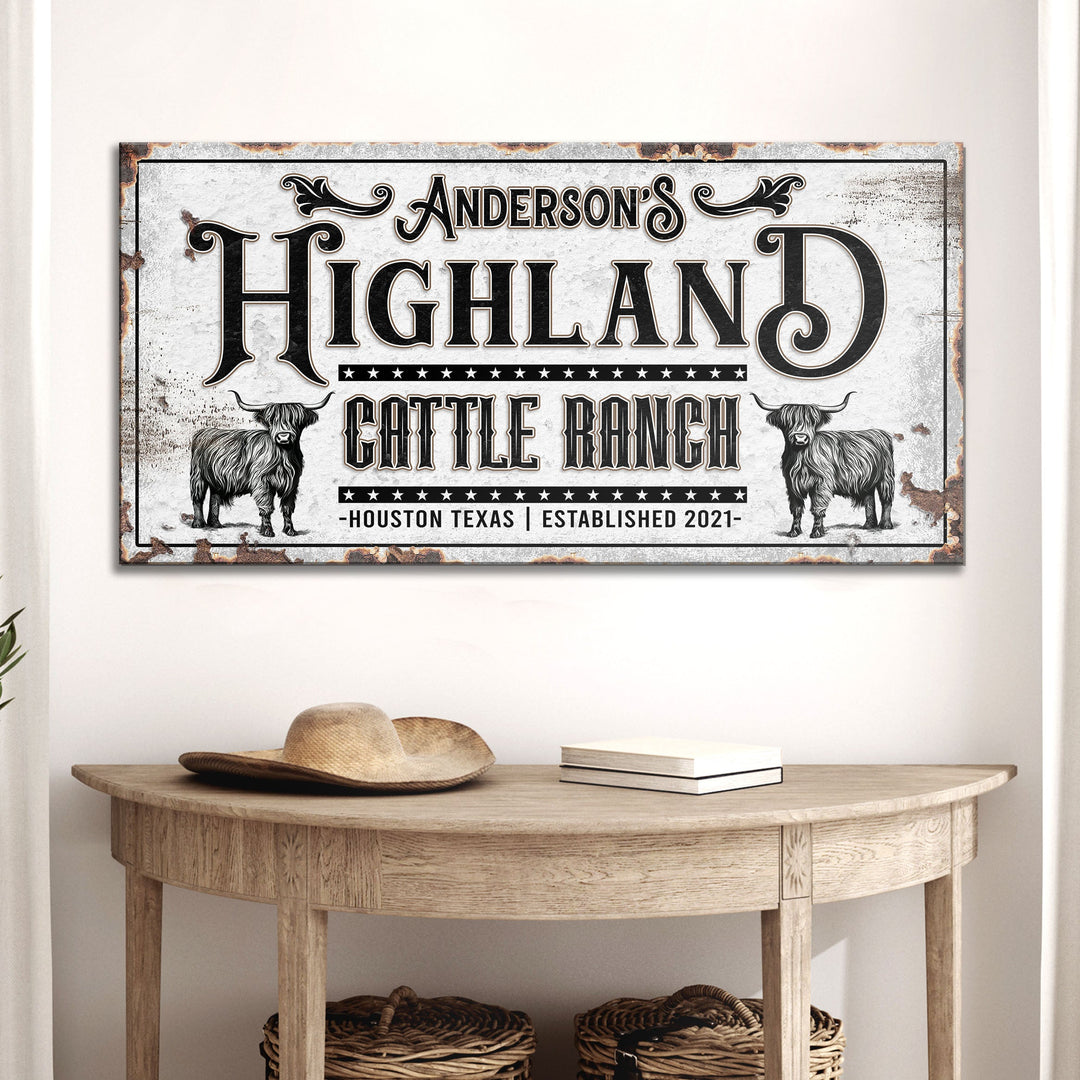 Personalized Highland Cattle Ranch Sign II