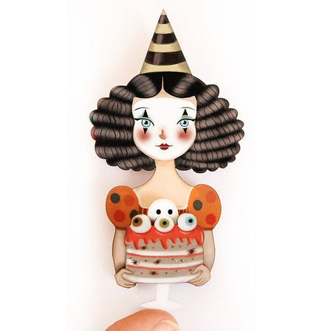 Mime With Cake Brooch by Laliblue