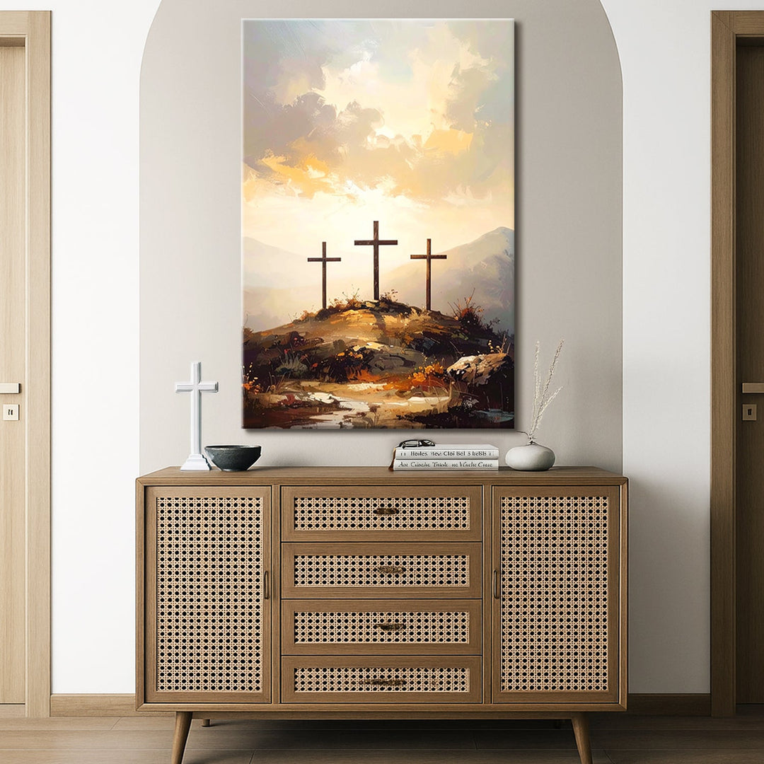 Three Crosses on Calvary Faith Wall Art