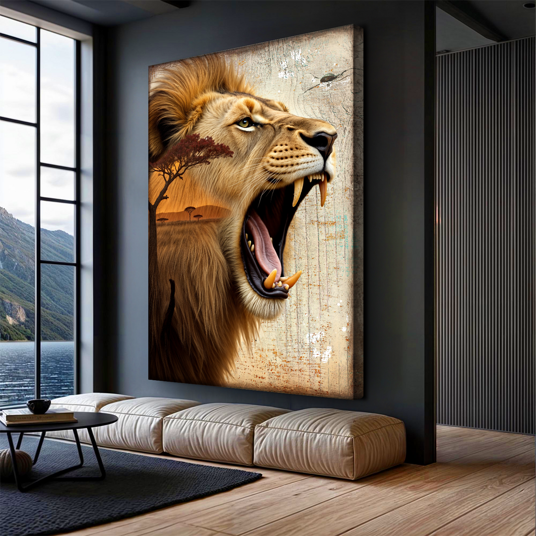 Lion Double Exposure Wall Art