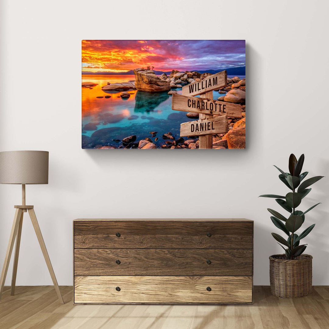 Sunset Beach Skies Family Names Sign