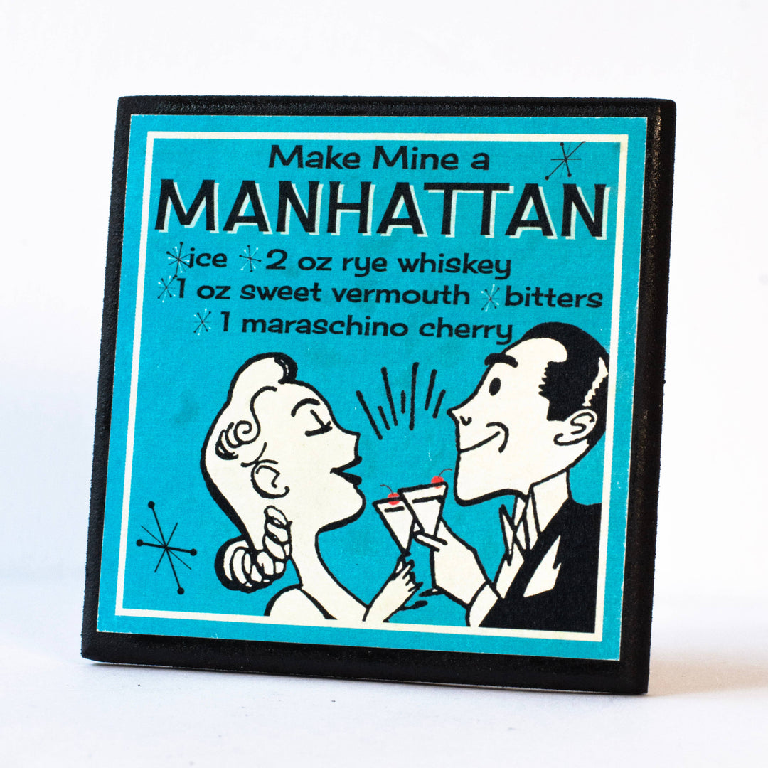 Retro Cocktail Recipe Drink Coaster Set