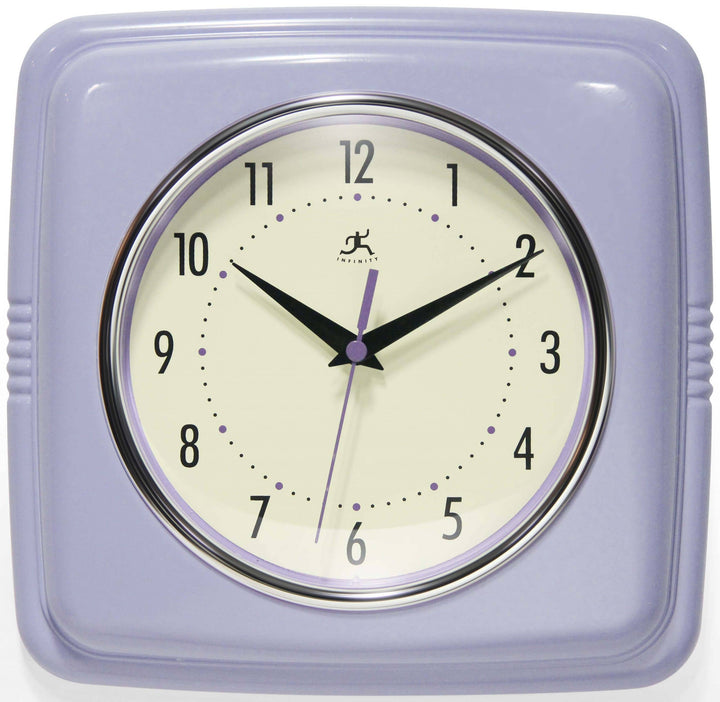 Retro Square Lilac Indoor Wall Clock