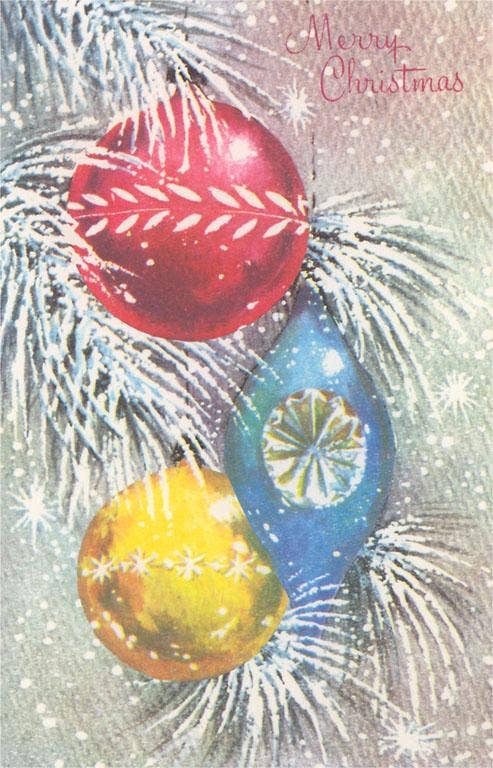 Vintage Glass Ornaments Christmas Postcard Reproduction Set of 10