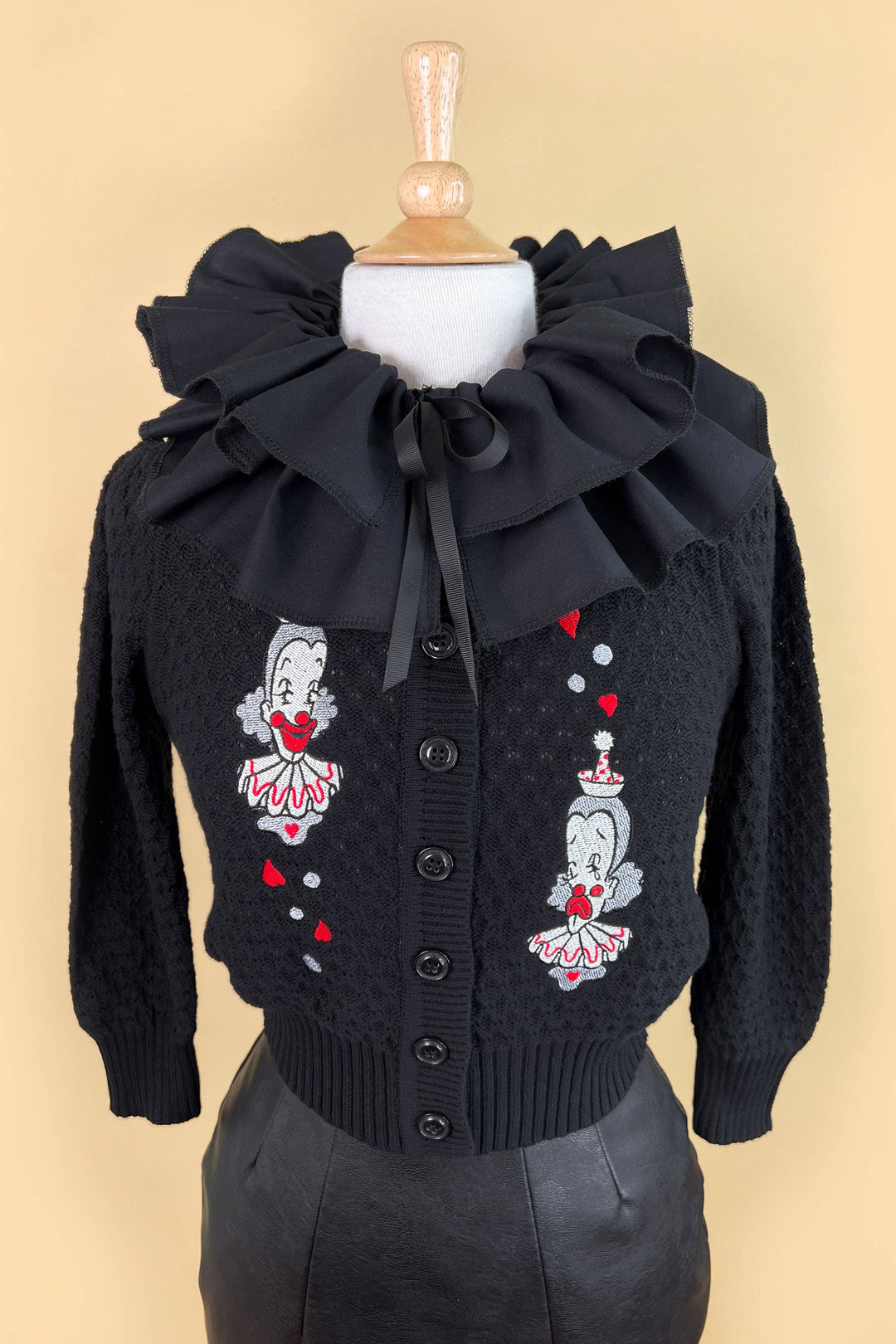 Dear Clown Cropped Cardigan in Black