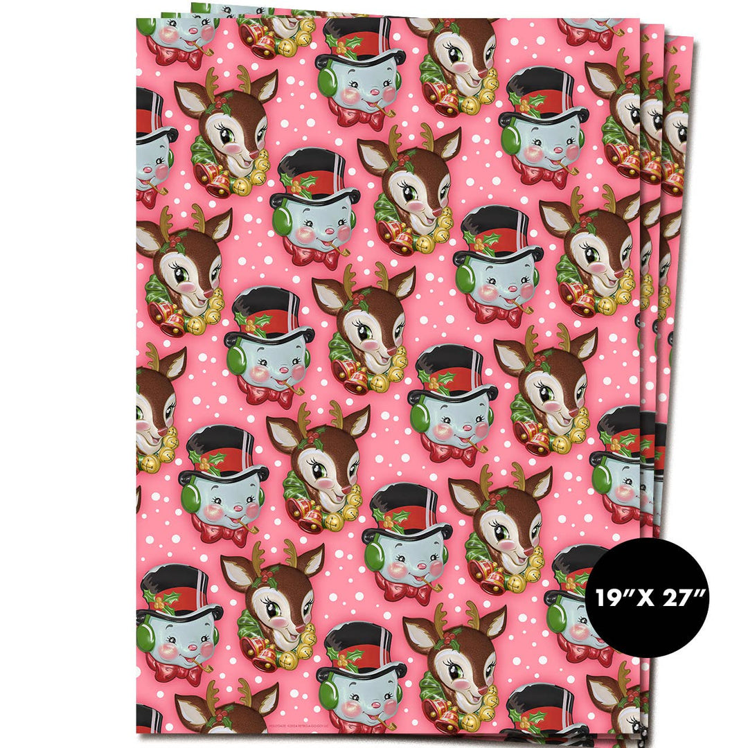 Hollydaze Snowman & Deer Gift Wrap Sheets