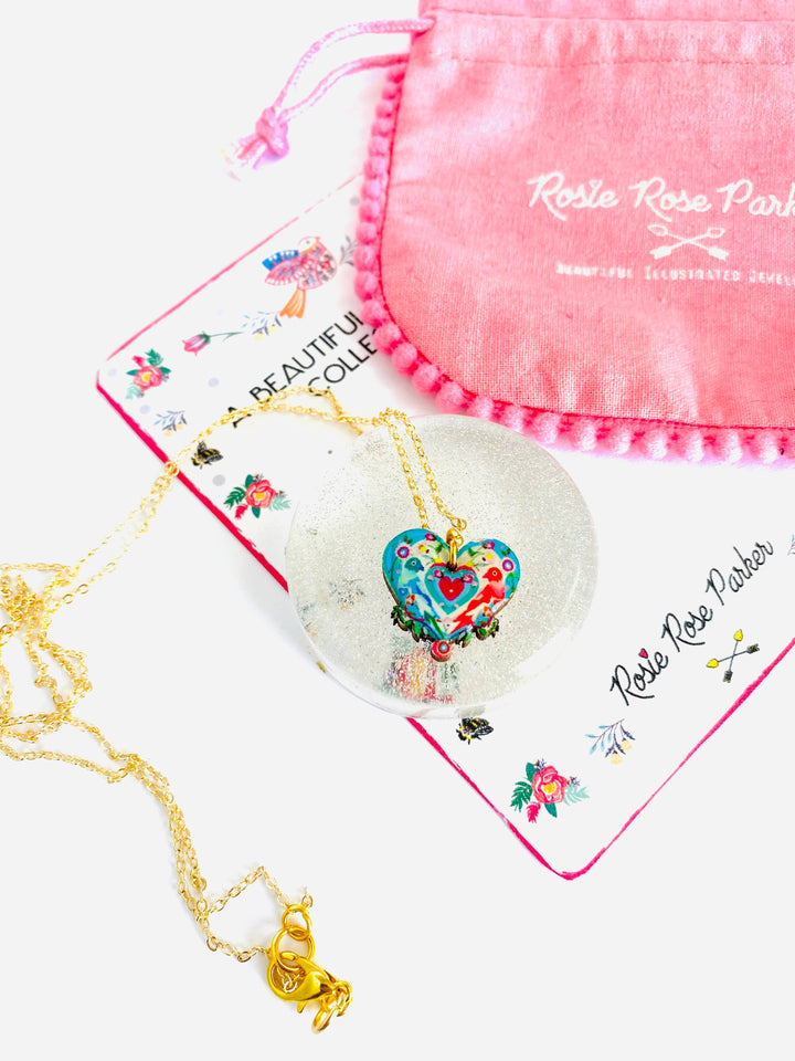 Lovebird Necklace on Gold Chain by Rosie Rose Parker