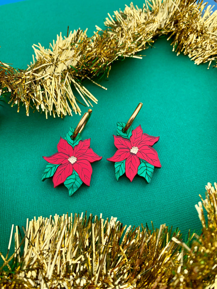 Poinsettia Acrylic Earrings