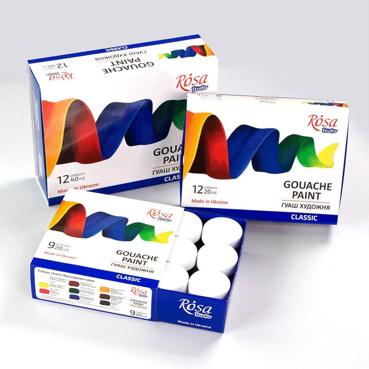 Rosa Studio Gouache Paint Set Classic 9 colors (0.68 oz each)