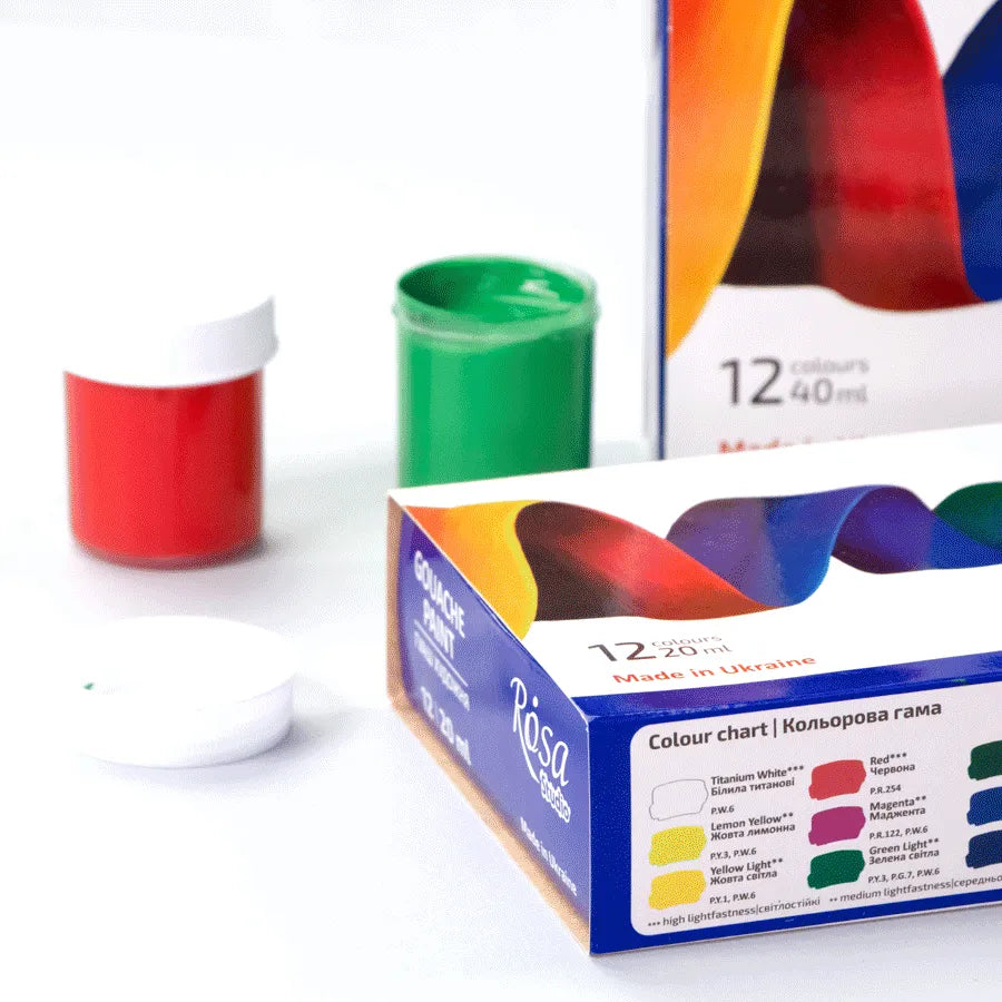 Rosa Studio Gouache Paint Set Classic 9 colors (0.68 oz each)