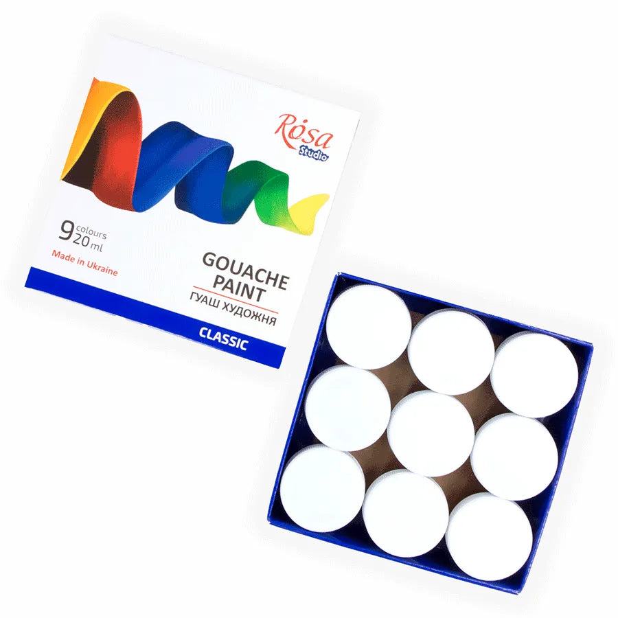 Rosa Studio Gouache Paint Set Classic 9 colors (0.68 oz each)