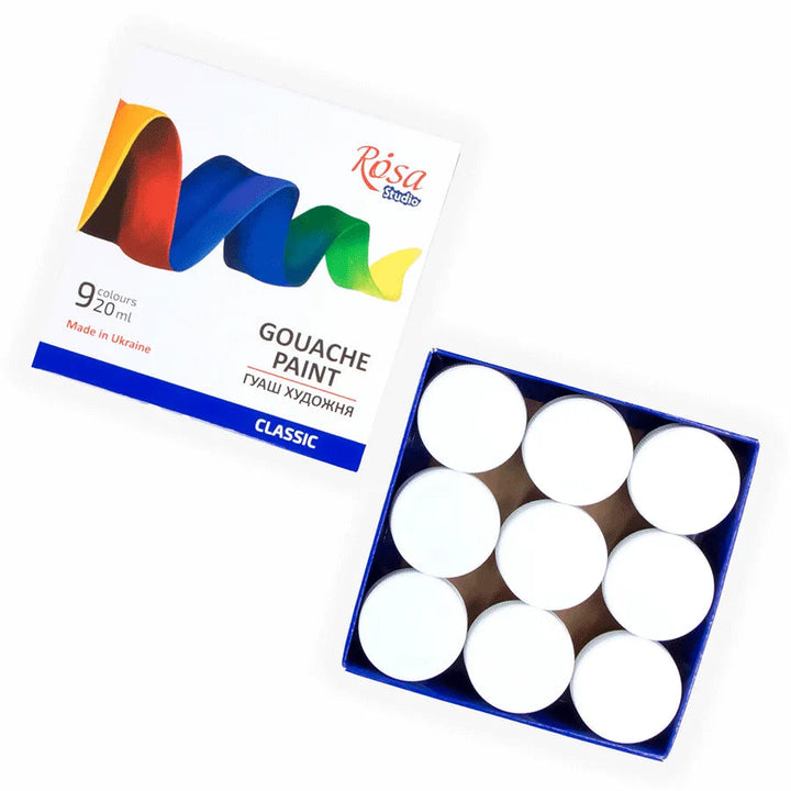 Rosa Studio Gouache Paint Set Classic 9 colors (0.68 oz each)