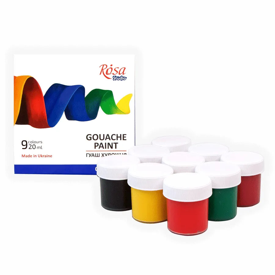 Rosa Studio Gouache Paint Set Classic 9 colors (0.68 oz each)