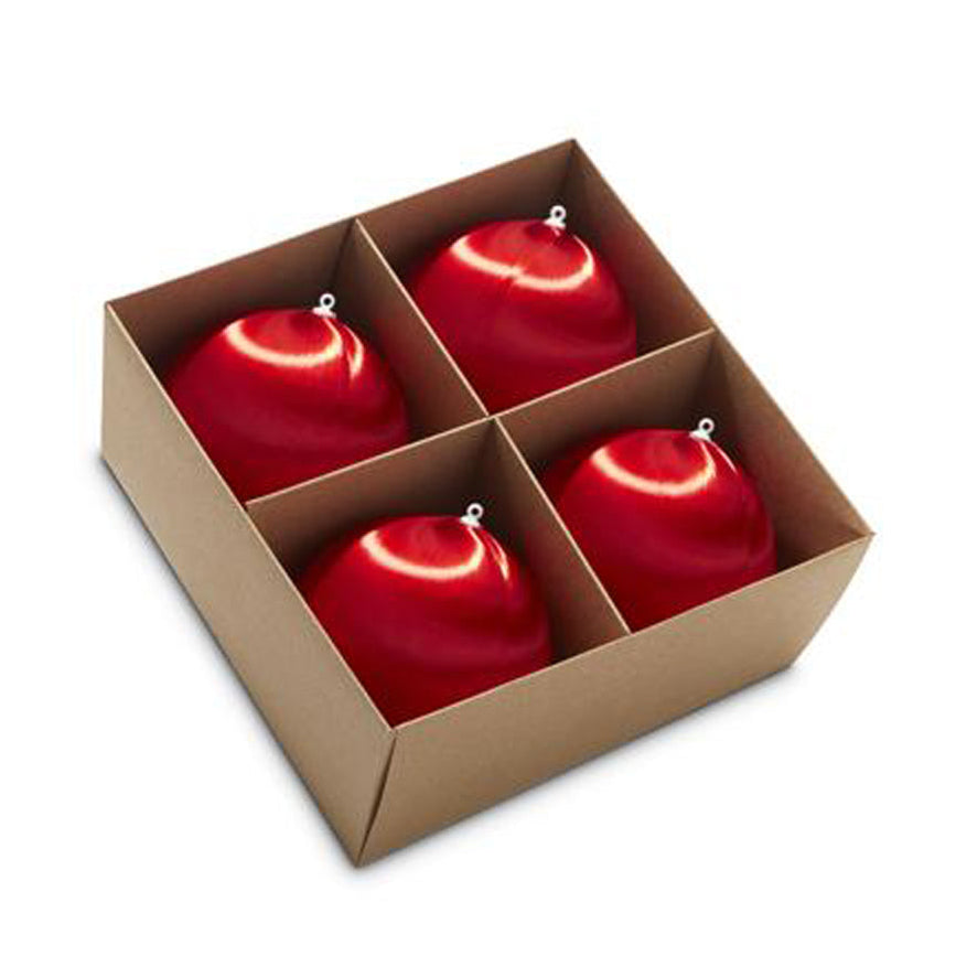 4" Box Of Red Satin Ball Ornaments by Raz Imports image