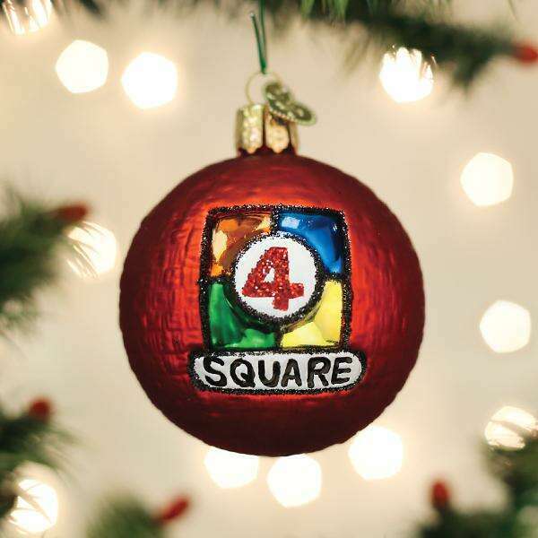 Old World Christmas 4 Square Ball Blown Glass Ornament