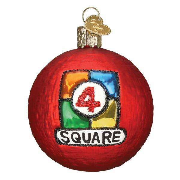 Old World Christmas 4 Square Ball Blown Glass Ornament