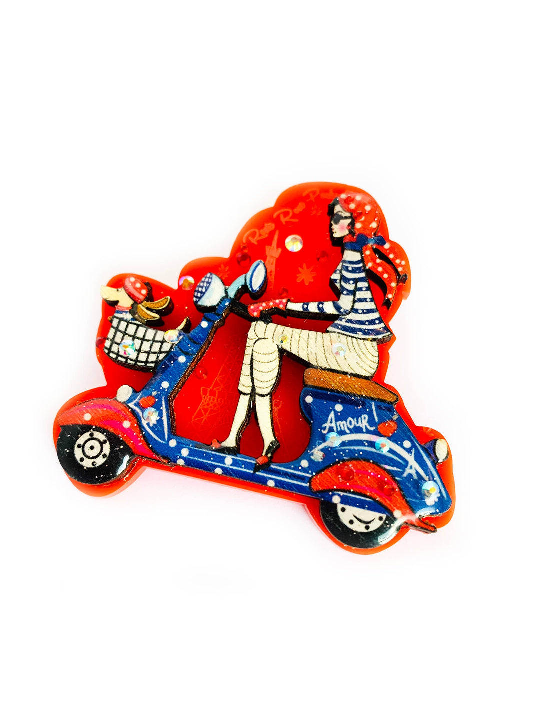 Beep Beep! Scooter Brooch by Rosie Rose Parker