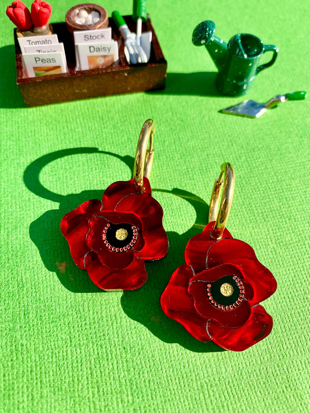 Poppy Flowers Acrylic Statement Earrings