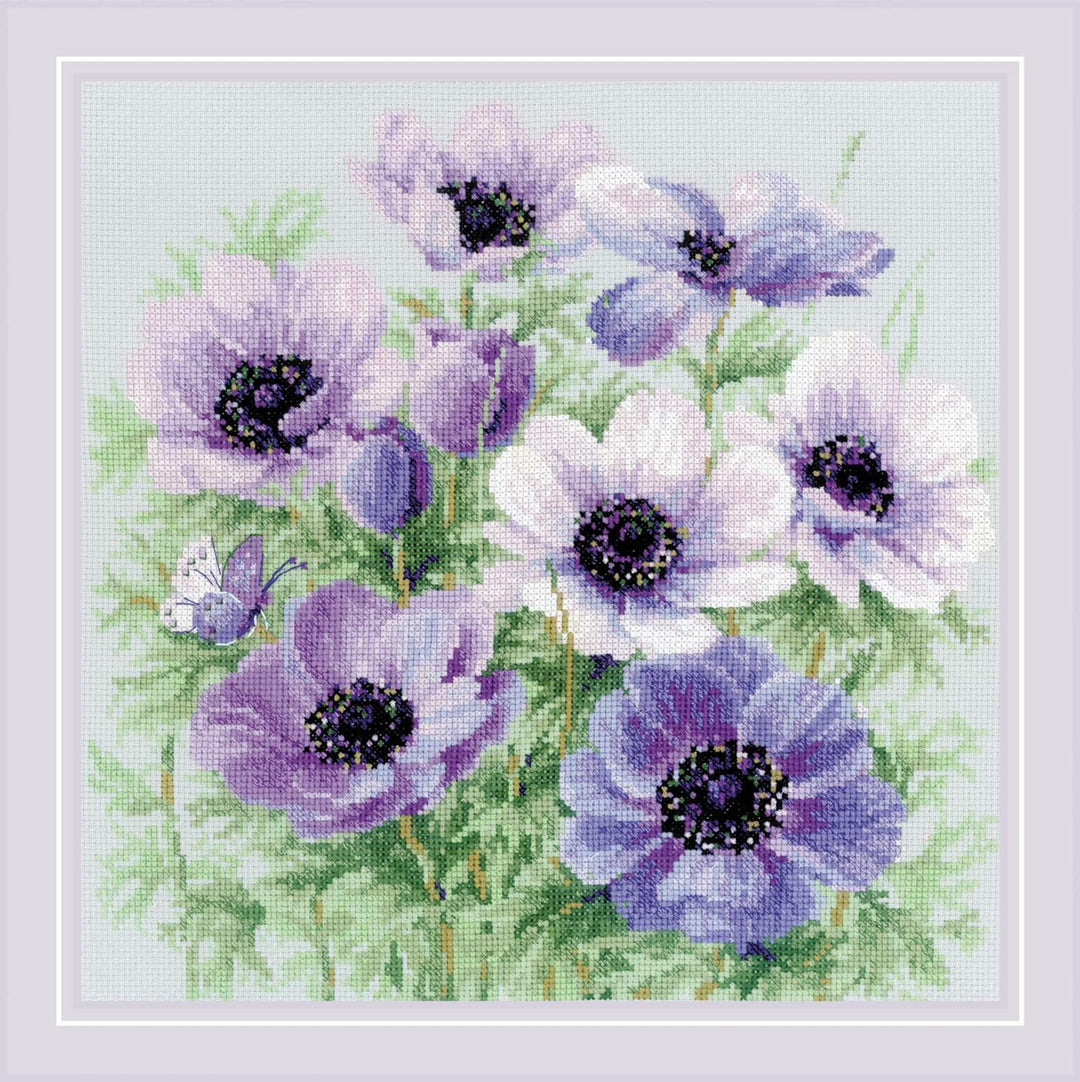 Purple Anemones R2176 Counted Cross Stitch Kit