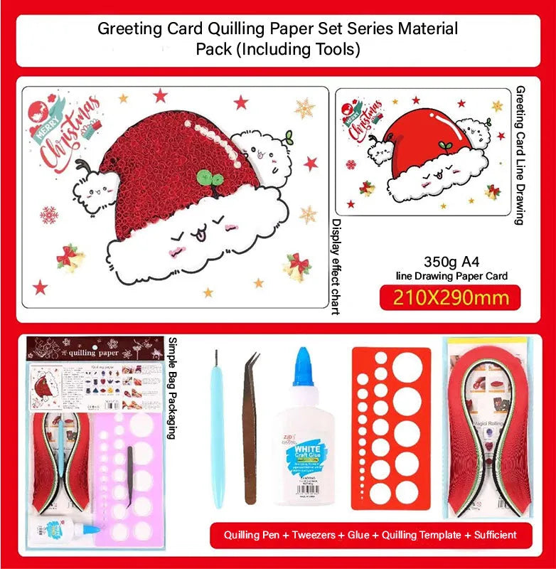Christmas Hat DIY Making Kit. Paper Quilling Set F07M3-6-Hat
