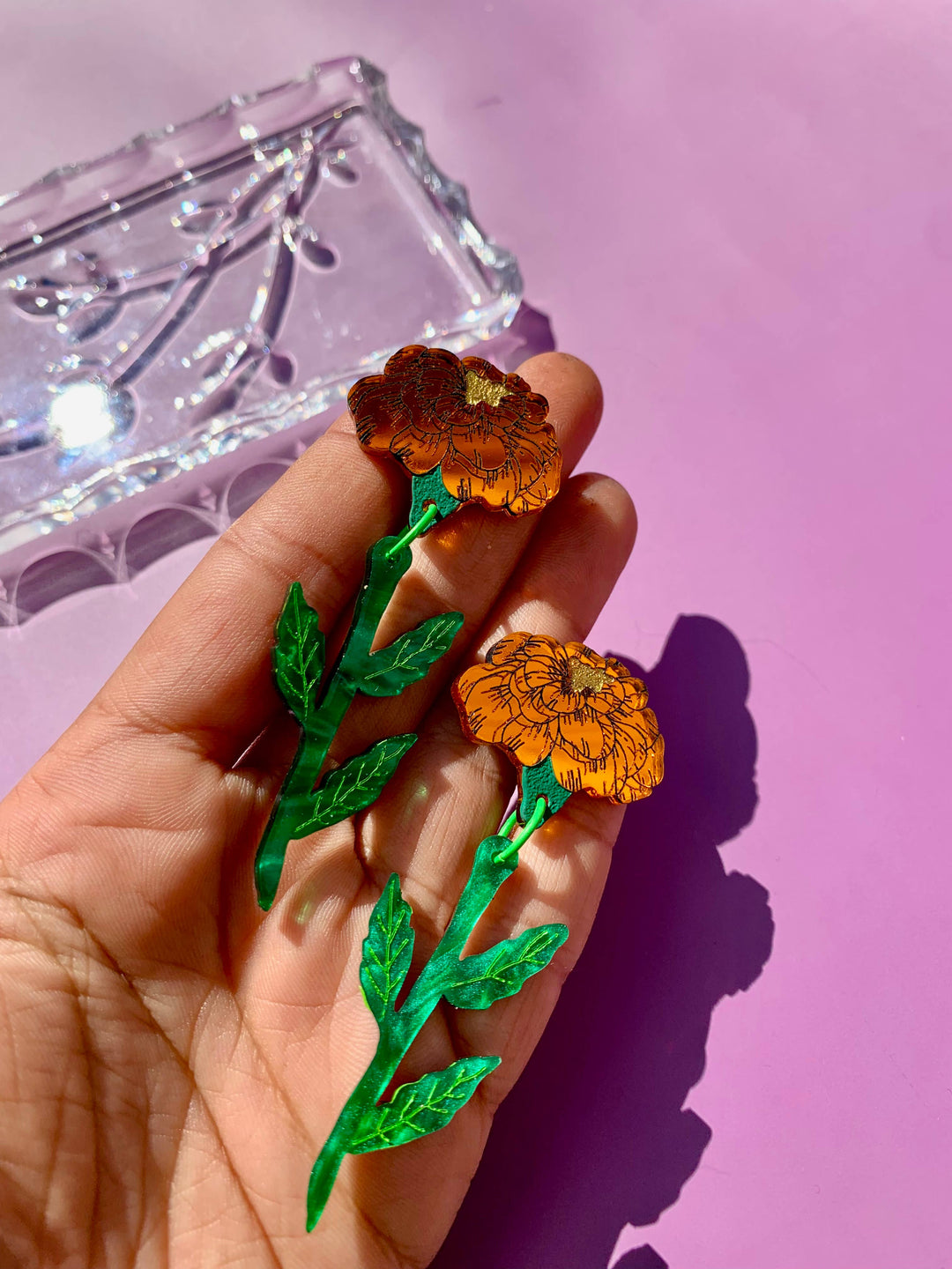 Marigolds Acrylic Statement Earrings