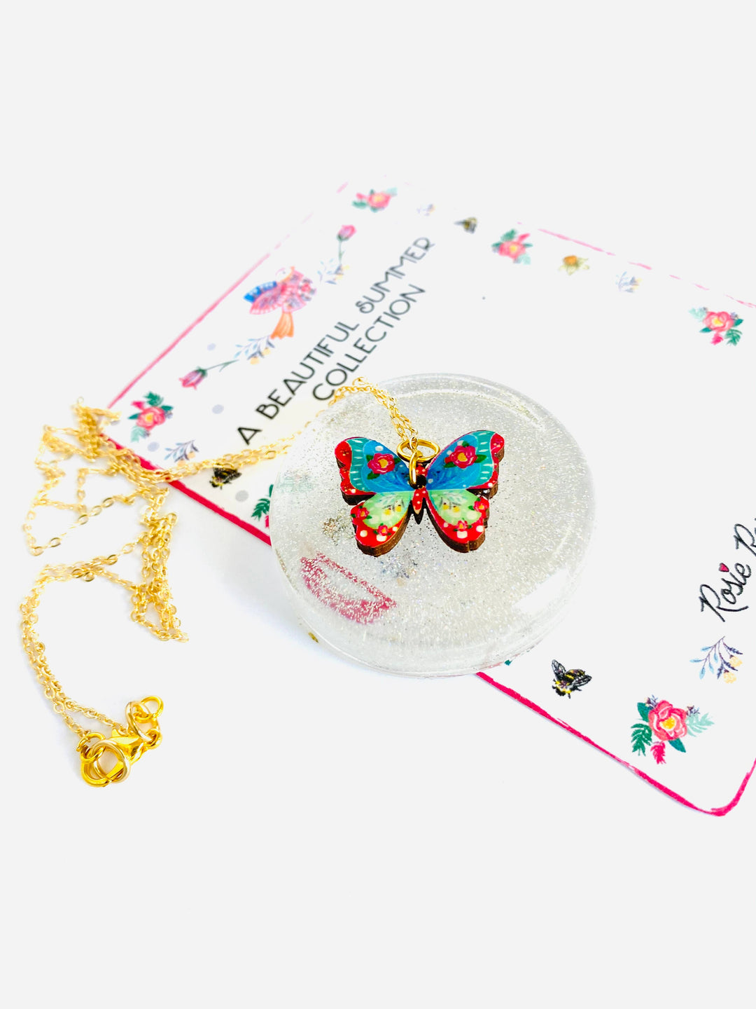 Butterfly Necklace on Gold Chain by Rosie Rose Parker