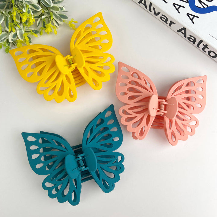 Double Layer Frosted Butterfly Hair Claw Clip