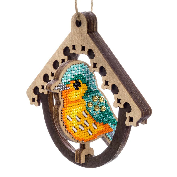 Wooden Bead Embroidery Kit ‚Äì ‚ÄúBird In Birdhouse‚Äù FLK-580