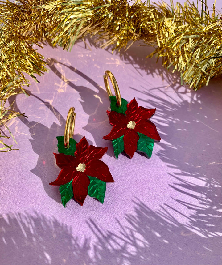 Poinsettia Acrylic Earrings