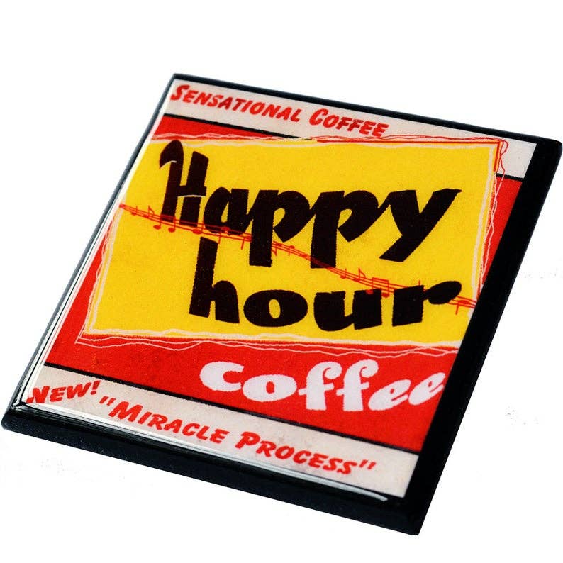 Not Without My Coffee!  Vintage Coffee Label Coaster Set