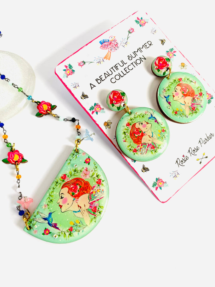 Lady and the Hummingbird Earrings by Rosie Rose Parker