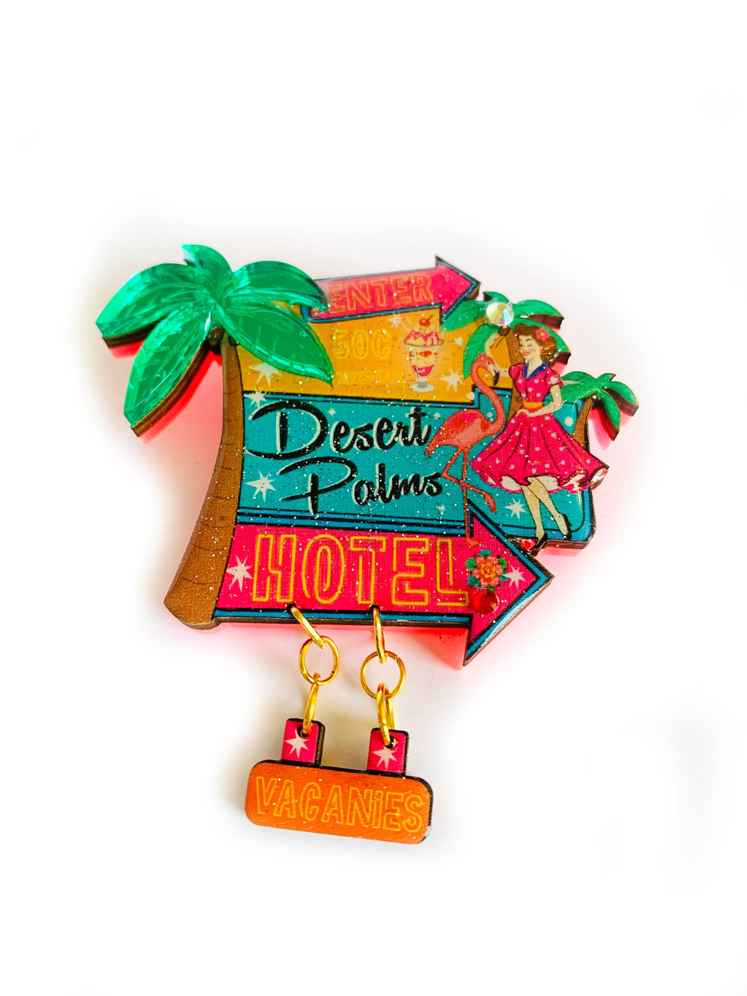 Desert Palms Palm Springs Hotel Brooch by Rosie Rose Parker