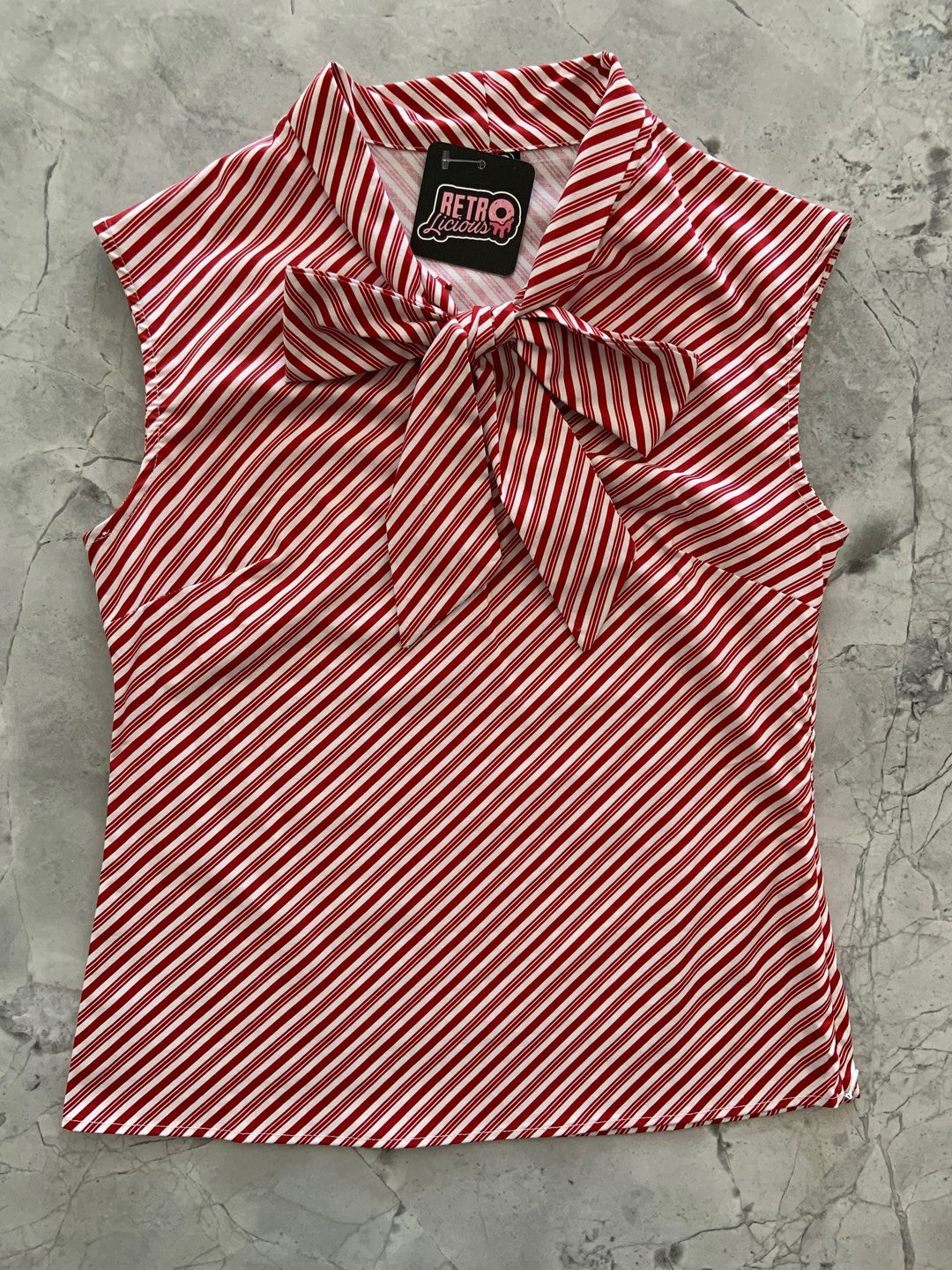Candy Cane Stripe Bow Top