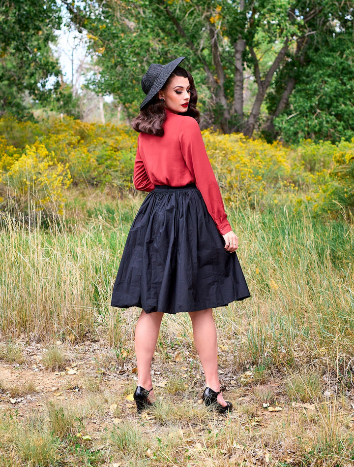 Helen Retro Blouse in Cognac - 3X only