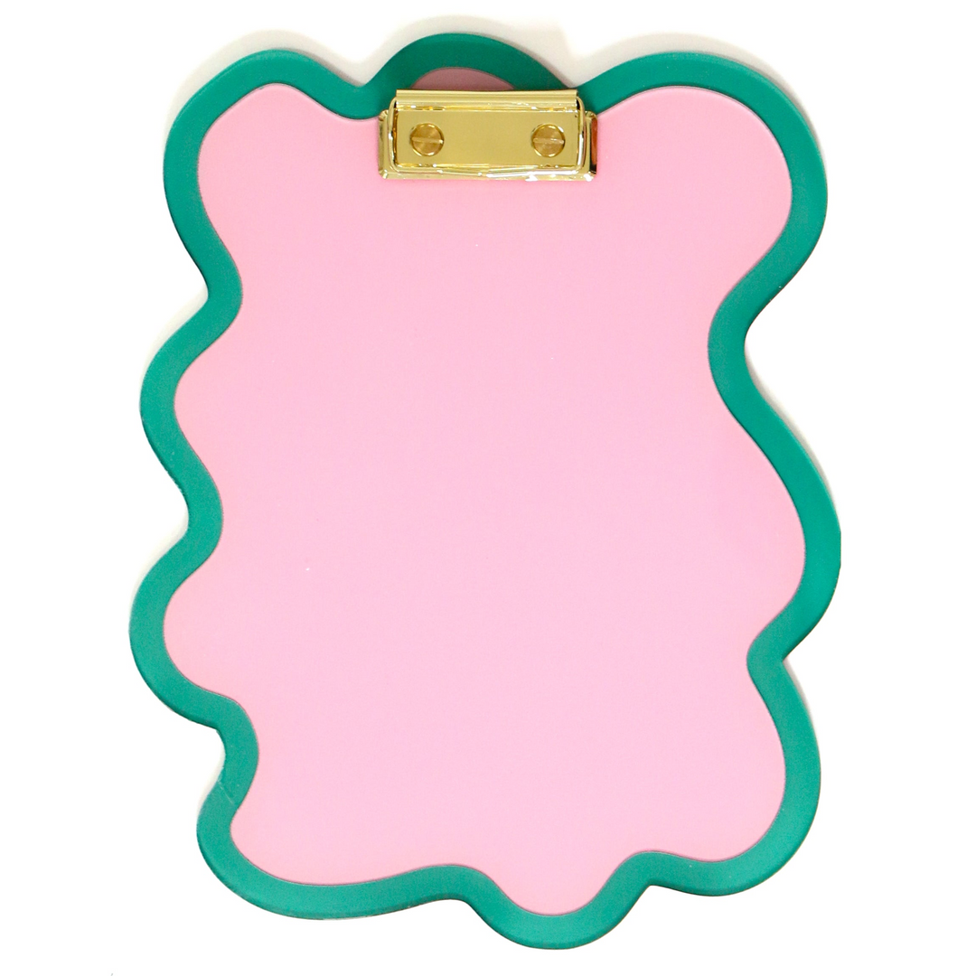 Pink and teal squiggle clipboard