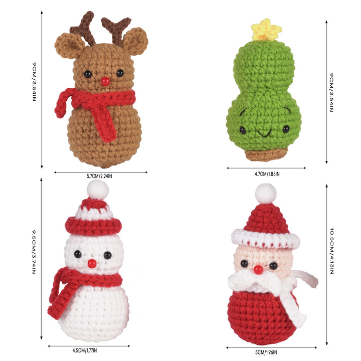 Santa, Reindeer, Christmas Tree and Snowman Amigurumi DIY Crochet Kit Wizardi F07N8-M117