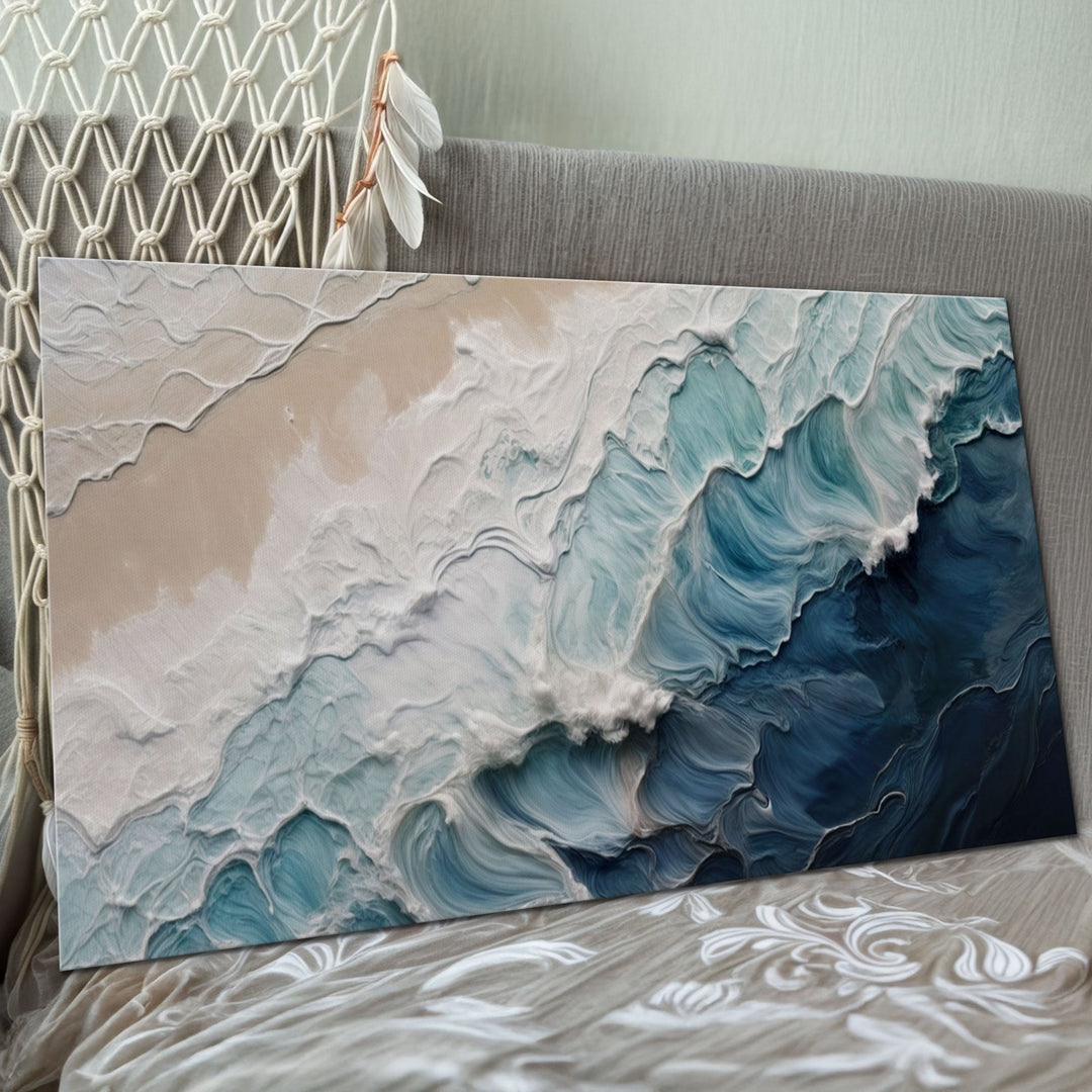 Crashing Coastal Waves Impasto Wall Art