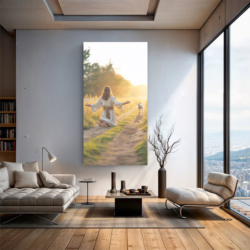 Jesus Protects The Lamb From Wolves Faith Wall Art XI