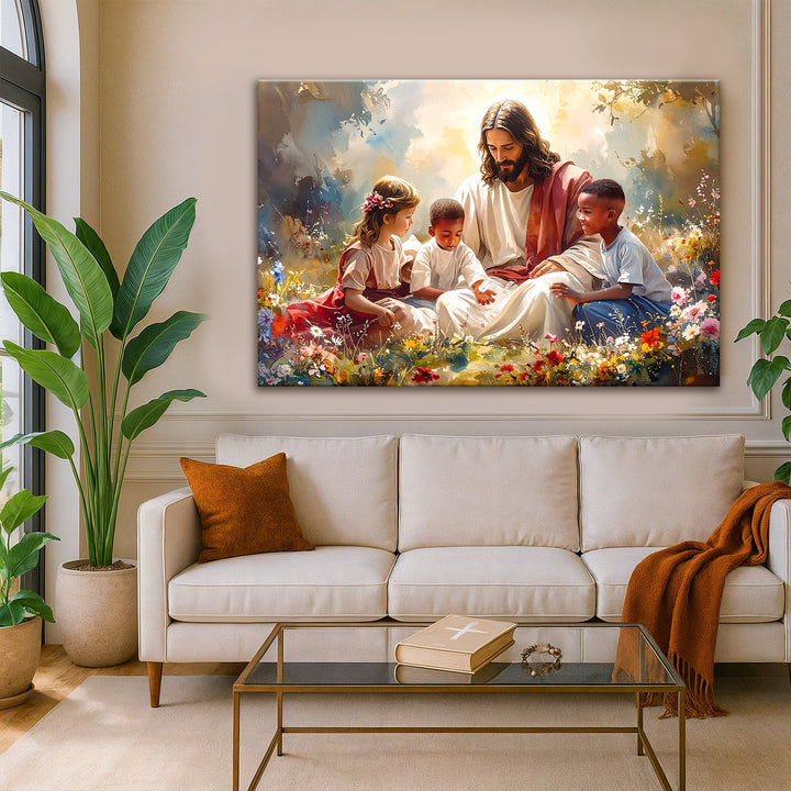 Jesus With Children Faith Wall Art VII