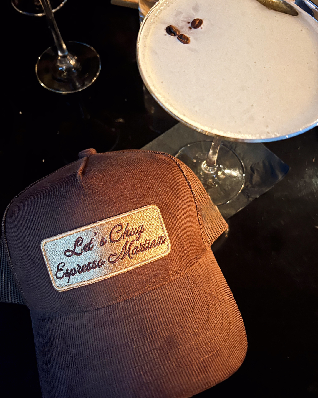 Let's Chug Espresso Martinis - Brown Corduroy Trucker Hat