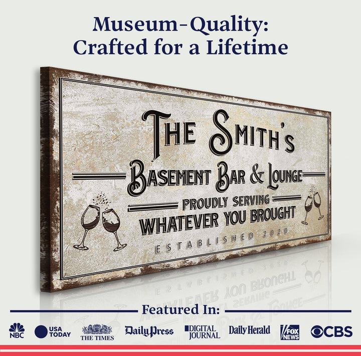 Personalized Basement Bar Sign: Rustic Modern Decor for Your Home Bar – Perfect Last Minute Anniversary Gift for Him