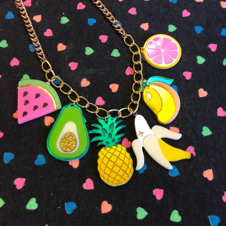 Fruit Food Acrylic Charm Statement Necklace